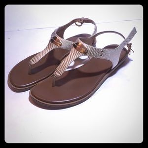 Michael Kors MK Plate Thong 9M Metallic Leather